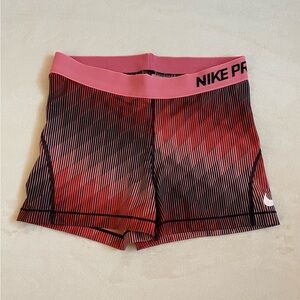 Nike Pro Red and Pink Athletic Shorts